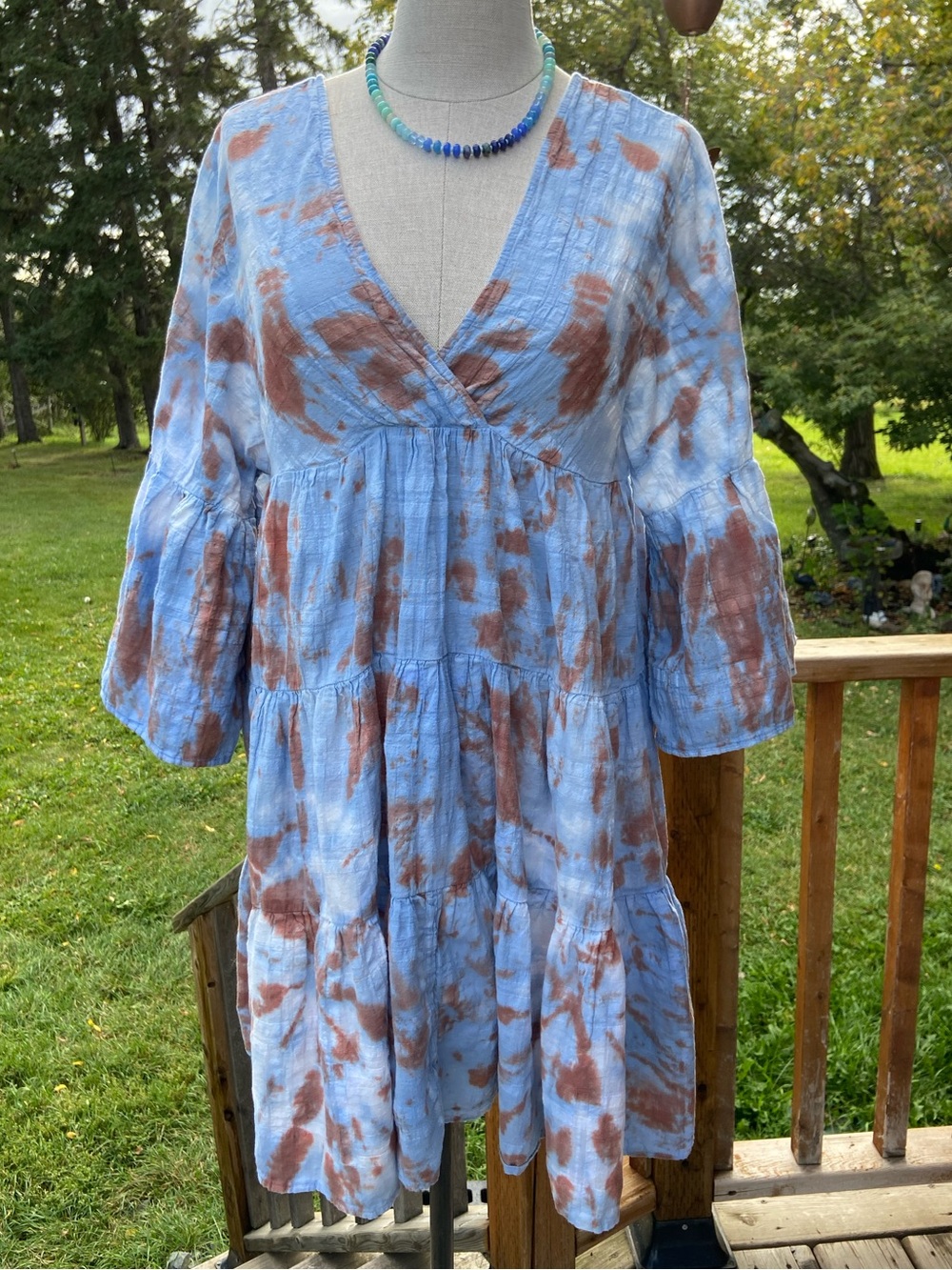 YFB Beachy Cotton Tie Dyed Mini Festival Dress Hippie Natural Fibres